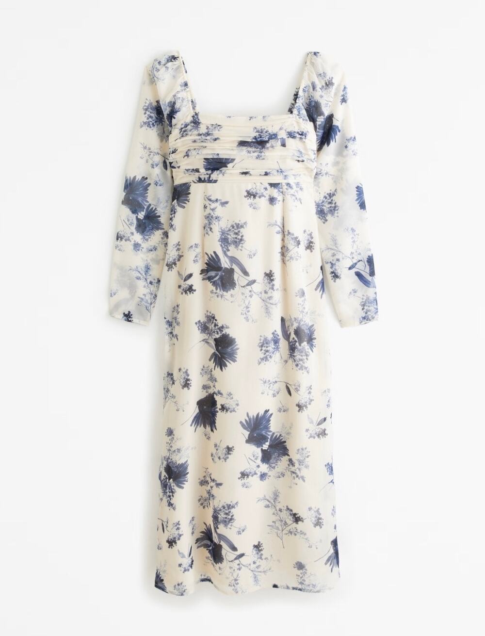 Abercrombie & Fitch White and Blue Floral Midi Dress Size S